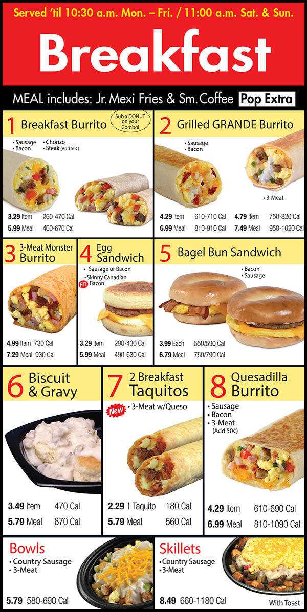 Amigos / Kings Classic Menu - Lincoln NE
Fast ’n Frosty
Shakes or Malts
Chocolate • Strawberry • Vanilla 2.69| 430-620 3.29| 560-790
Oreo • Cookie Dough 3.29| 560-620 3.89| 650-740
Smoothies 2.69| 280-370 3.29| 360-460
Strawberry • Stawberry/Banana
Strawberry/Mango • Mango • Wild Berry
Cotton Candy • Watermelon • Key Lime
Glacier Twist 2.99| 430-470
Blue Raspberry • Cherry • Strawberry
Strawberry/Mango • Wild Berry
Cotton Candy • Watermelon • Key Lime
Slush 1.79| 180-240
Cherry • Blue Raspberry
Strawberry • Mango
Sundaes 1.29| 200-220
Chocolate • Strawberry • Caramel
Limeade 2.29| 220-290
Cherry • Strawberry • Lime